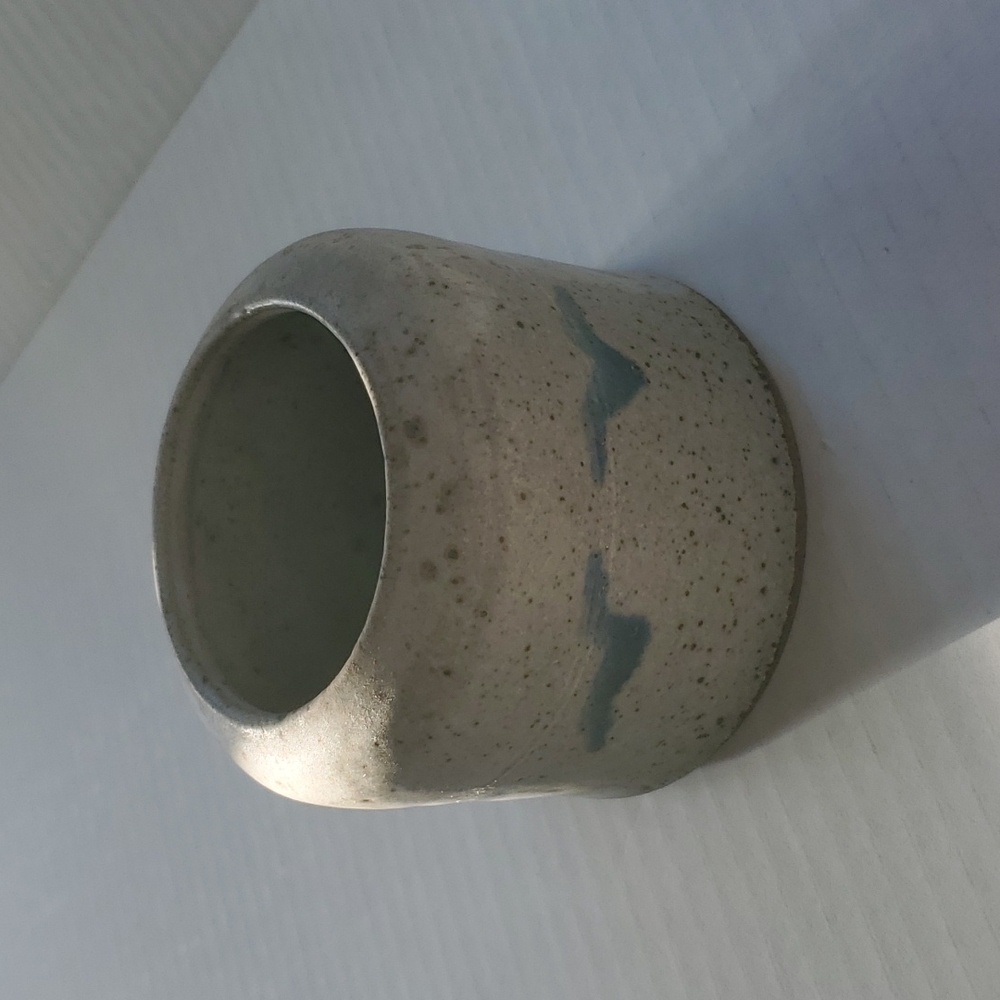 Pottery Blue Birds Gray Small Vase Home Decor